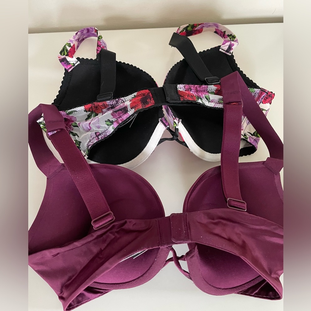 Victoria’s Secret Rhinestone Bombshell Plunge Padded Push-Up Bras 34C Set of 2 - Picture 6 of 12